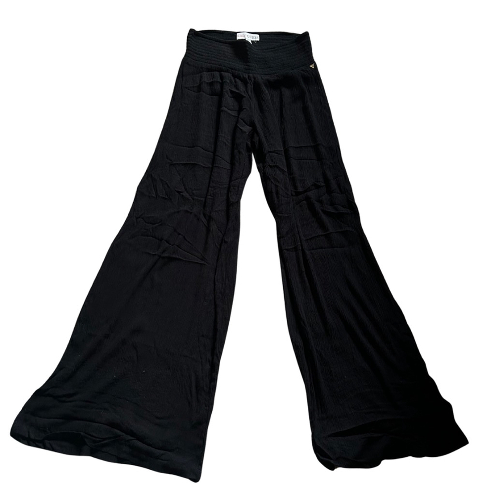 Guess Los Angeles Smocked Waist Wide Leg Rayon Pants Black Size XS Rave Witchy